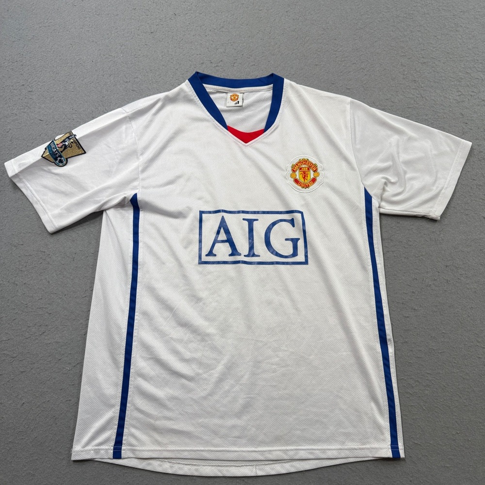 Manchester United Soccer Jersey Men's XL White Nike Football Away Shirt Repro